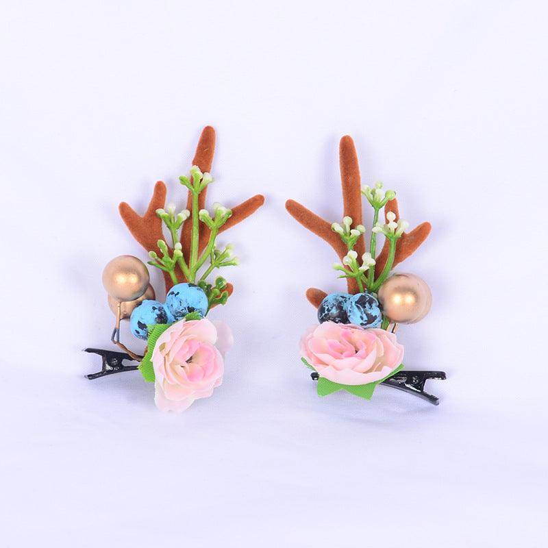 Christmas simulation antler hairpin on clip adult children decorative top clip hair accessories 848976050282 - COCOMELODY